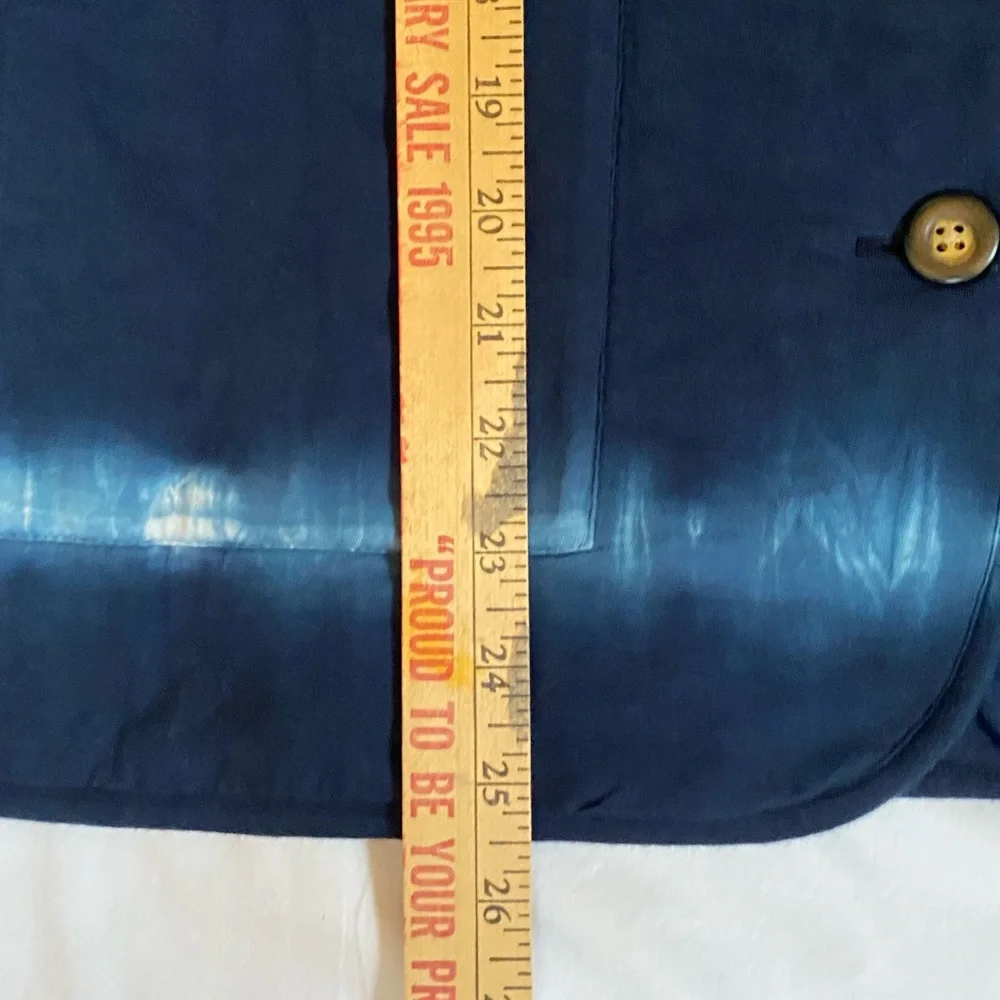 J.Jill Purejill 100% Cotton Navy Blue Quilted Jacket MD Tie Dye Button Front - Picture 10 of 13